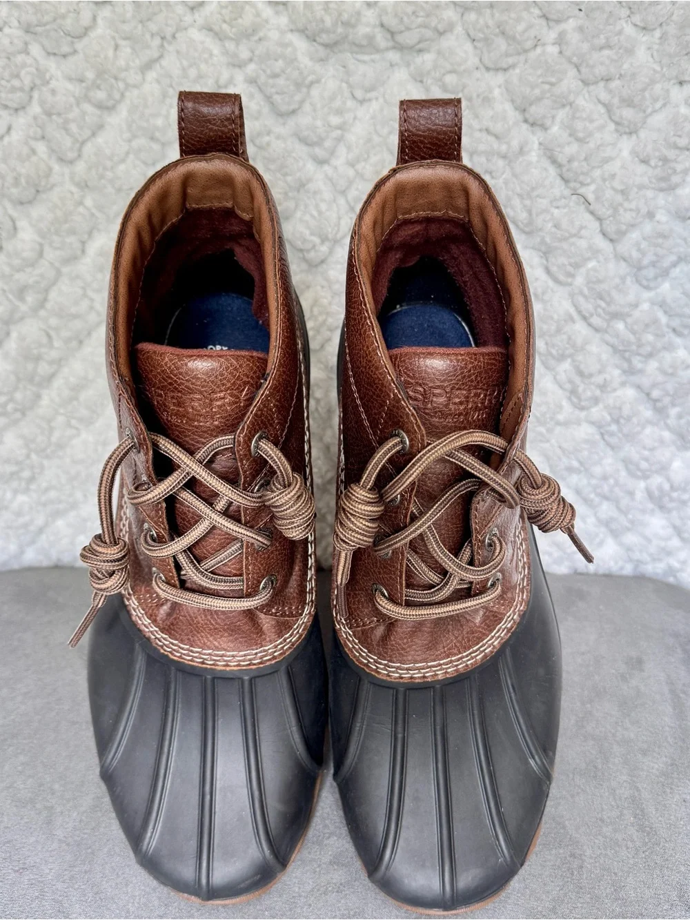 Sperry Men's Brown Leather and Brown Rubber Duck Boots